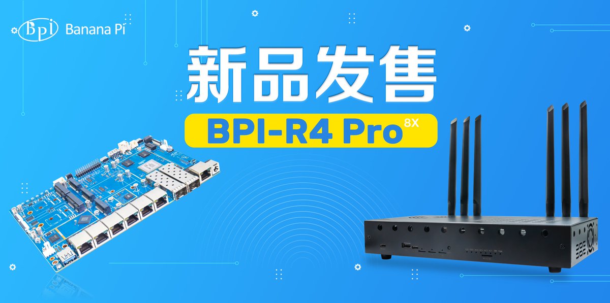 jolinzhou4's tweet photo. ๐ Meet the Banana Pi BPI-R4 Pro โ the ultimate open-source router board engineered for performance, scalability, and future-ready connectivity.
๐ Explore the full specs, docs, and community: https://t.co/PCc6PbyRUE
#BananaPi #BPIR4Pro #RouterBoard https://t.co/8NgnyIuYop