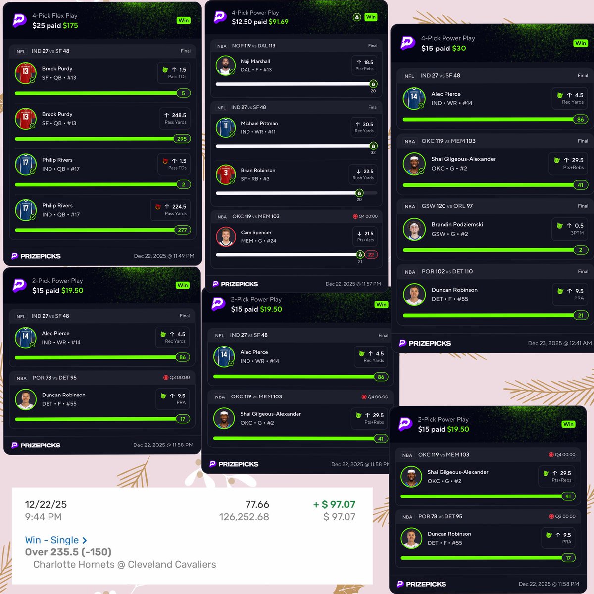 DAY 6 ✅

WE MADE 🍞 TONIGHT 😤

Congrats <a href="/NHCountryGal/">Jeanne Marie</a> | <a href="/Daddy911Suprem1/">offWhite</a> &amp; <a href="/inkedMooney421/">710Mooney</a> for winning $25 with me!!! 

📸 Ft. Todays other big hitters and a ticket we had to cash early, almost 4 smacks for yall 🤯💰🤑

As always #Staylitty (Winners DM)