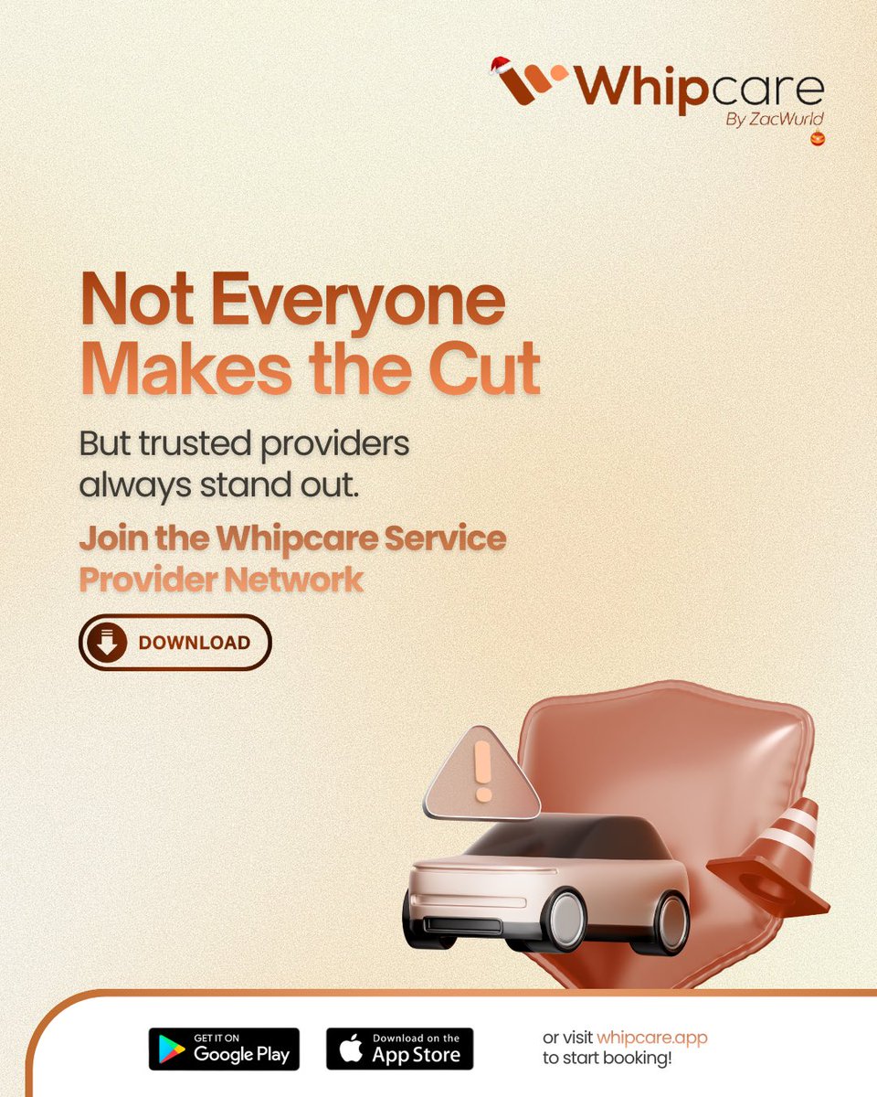 whipcareapp's tweet image. We don’t let just anyone work on your car.

Whipcare recognises trusted, professional service providers — because your vehicle deserves better.
Quality is not optional.

#Whipcare #TrustedCarCare #ProfessionalService