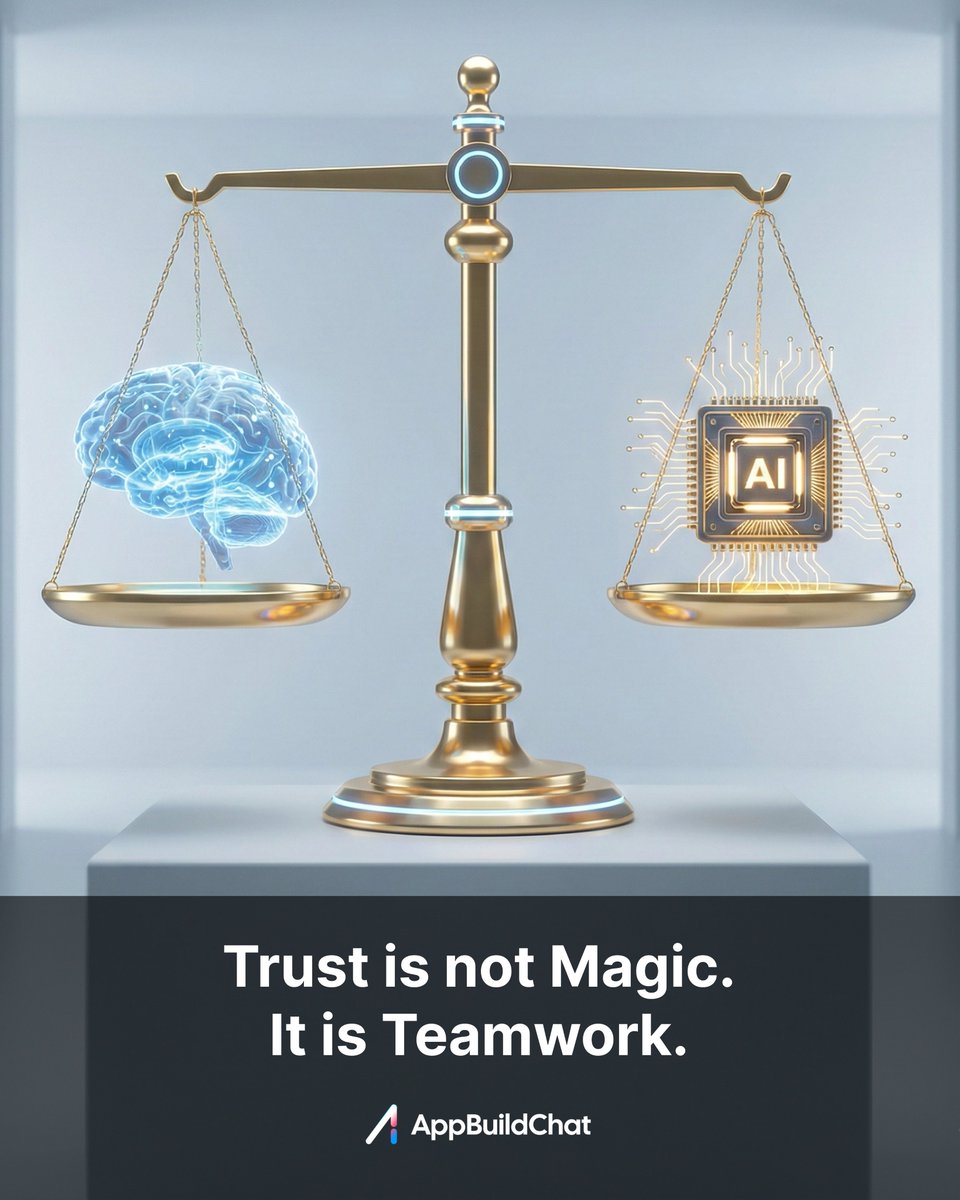appbuildchat's tweet photo. AI alone is chaos. Human alone is slow. ⚖️

Real trust happens when they work together.

Human Logic + AI's Speed = The Perfect App.

Build with confidence: https://t.co/TQ256FitlM https://t.co/PBNE5z0cK1