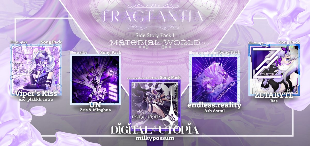 Fragtantia's tweet image. The content of the first Side Story Pack and the Single Songs Pack is now available!

Join Starrel in defining life for Fragtantia