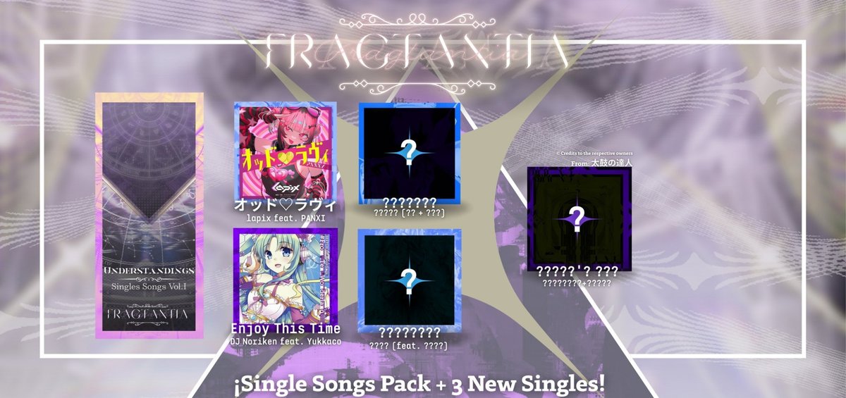 Fragtantia's tweet image. The content of the first Side Story Pack and the Single Songs Pack is now available!

Join Starrel in defining life for Fragtantia