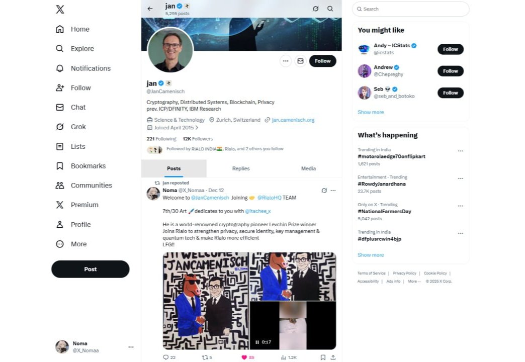It’s a big achievement for me 🥹✨

The Rialo team member <a href="/JanCamenisch/">jan</a> liked, commented and even reposted my post.

Feeling truly motivated and grateful 💙
Thank you, <a href="/RialoHQ/">Rialo</a> team
