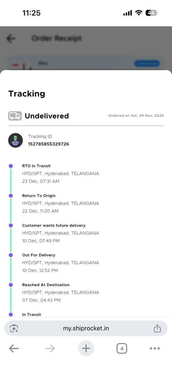 BDeadSkull's tweet photo. @GNCIndia UNACCEPTABLE. Ordered on 29 Nov, promised delivery by 3 Dec. Today is 23 Dec—still no order. Customer care keeps lying “24–48 hrs, priority.” Now @Shiprocket shows RTO. No product, no refund. Worst service ever. @ShiprocketHelp @jagograhakjago @the_so_so_guy https://t.co/Sc6WBVXRHz