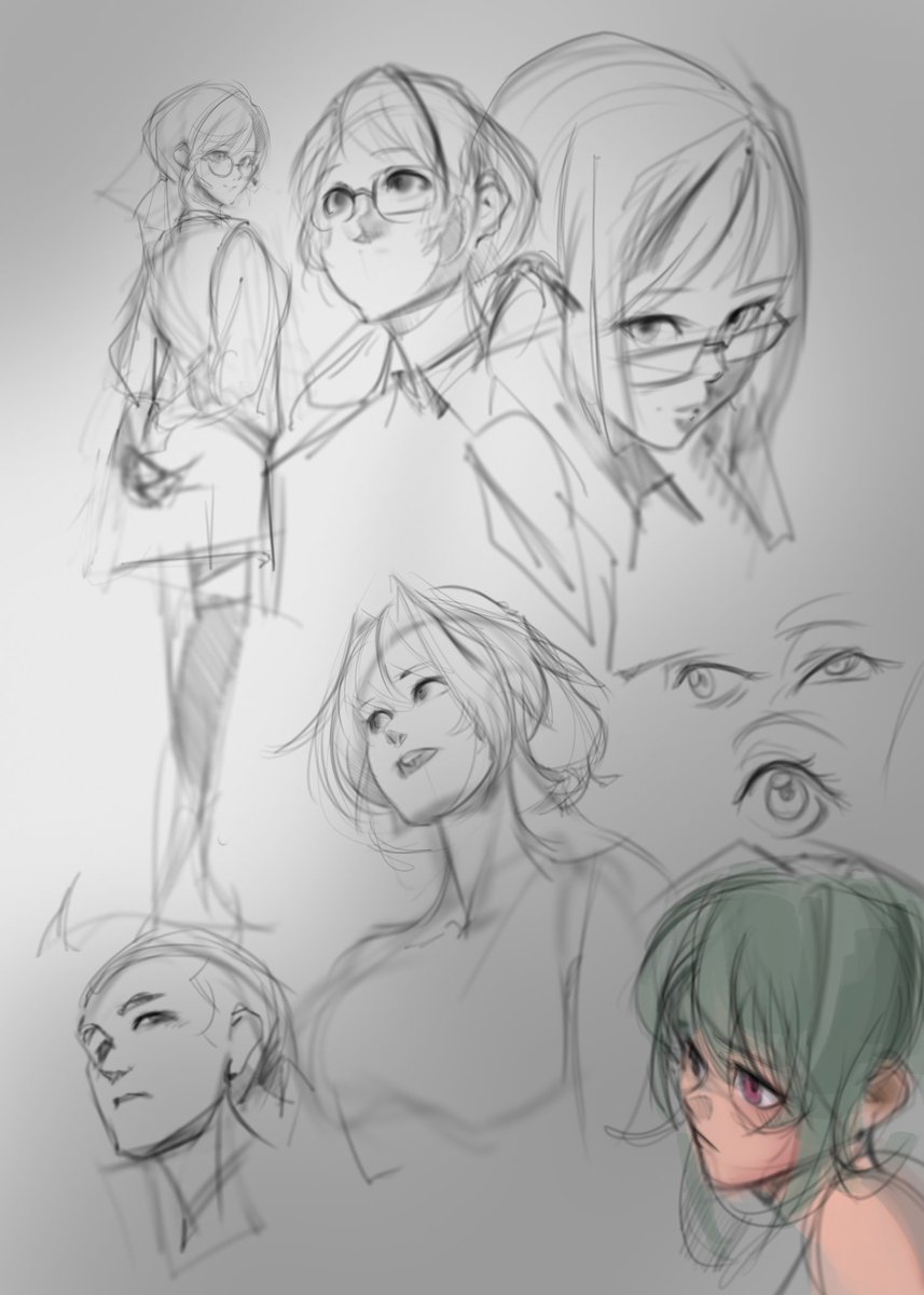 Immabuttt's tweet photo. i wanna try and learn how to make appealing characters, so step one is form in the hair and eyes https://t.co/XXdaUDTTFA