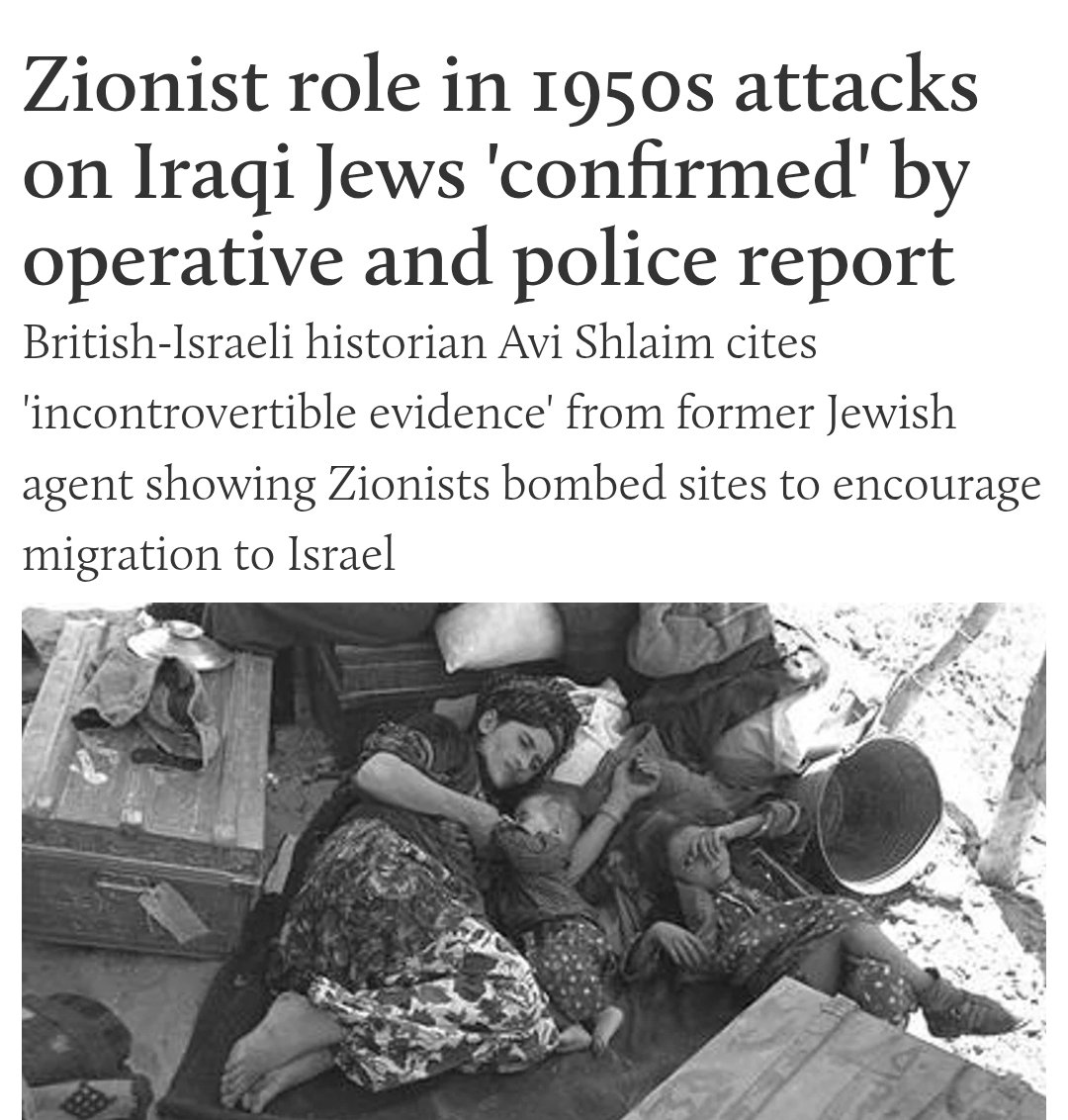 timand2037's tweet image. Baghdad False Flag. When Zionists bombed and killed Iraqi Jews to advance the interests of their Apartheid colony. 
middleeasteye.net/news/iraq-jews…