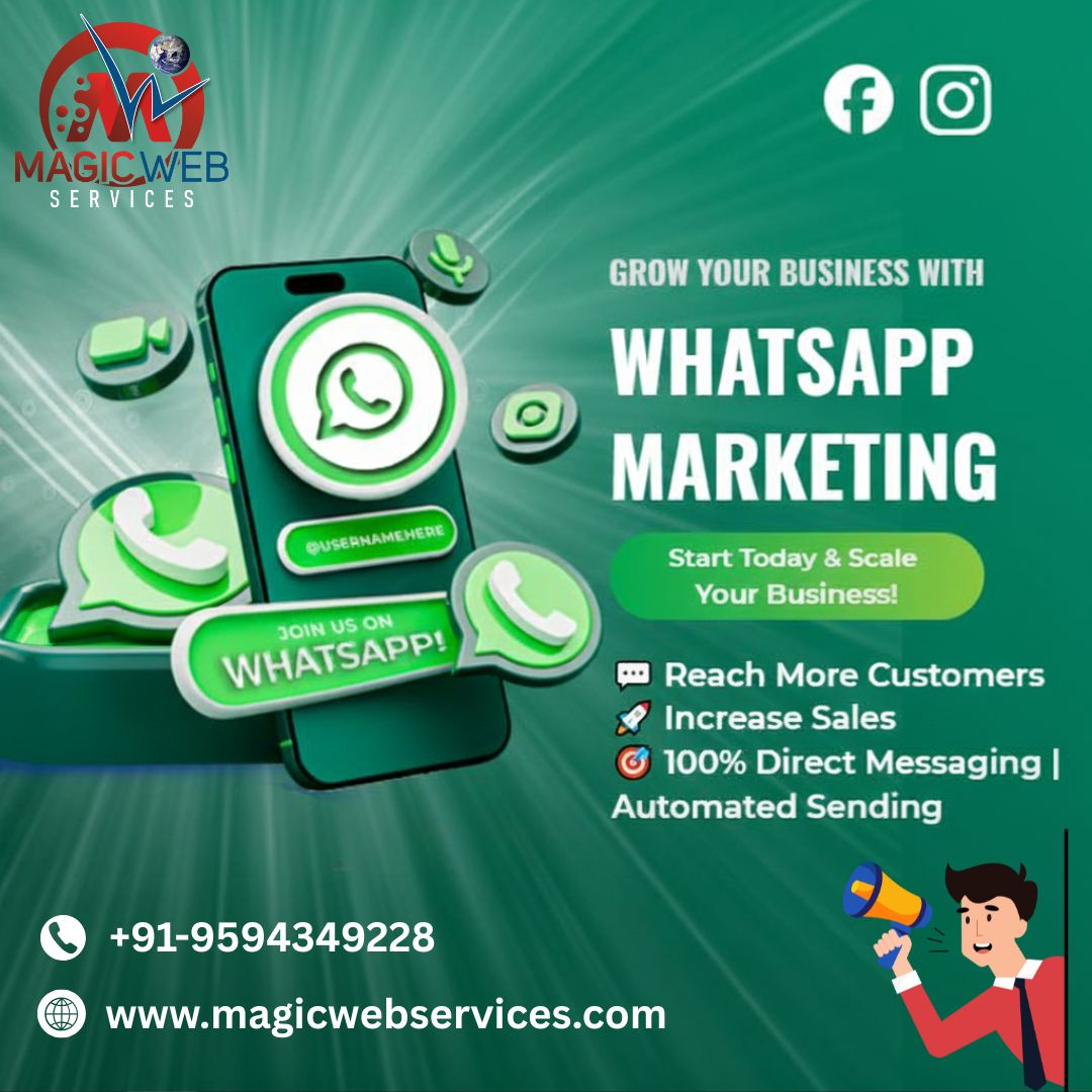 MagicWebService's tweet photo. Grow your business faster with WhatsApp Marketing 📲
✔ Direct messaging
✔ More reach
✔ Higher sales
Get started with Magic Web Services 🚀
🌐 https://t.co/j5YVvN5dgV
#WhatsAppMarketing #DigitalGrowth #MagicWebServices https://t.co/jlJcGpRCcJ