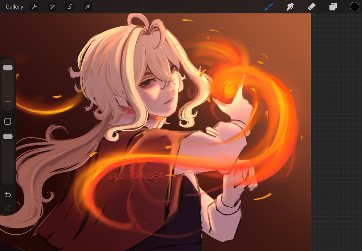 kunidansen's tweet image. i’ve been messing with my art style a little lately… hmmmmnnnn #genshinoc