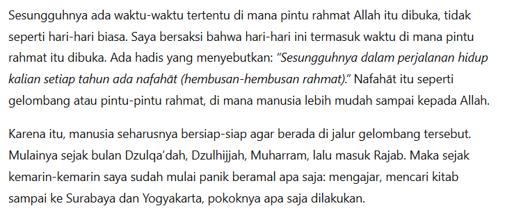 kataislami's tweet photo. Sesungguhnya ada waktu-waktu tertentu di mana pintu rahmat Allah itu dibuka, tidak seperti hari-hari biasa. Saya bersaksi bahwa hari-hari ini termasuk waktu di mana pintu rahmat itu dibuka (Gus Baha)#gusbaha https://t.co/Gz8bNxqVuo