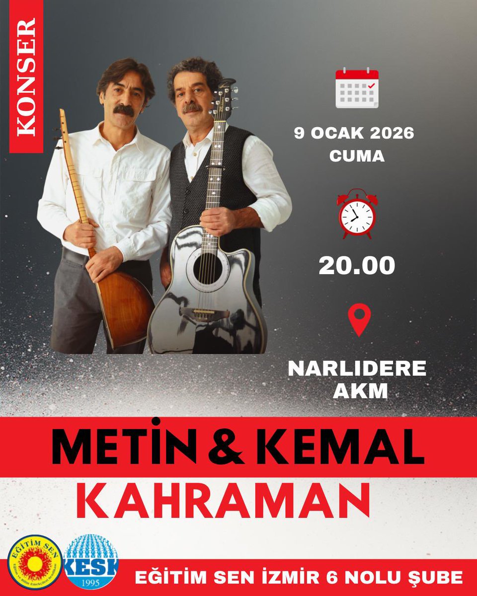 Baskılara, sürgünlere ve ihraçlara karşı dimdik duran; laik, bilimsel ve anadilinde eğitim mücadelesi yürüten Eğitim Sen 31 yaşında! Bu onurlu yürüyüşü Metin &amp; Kemal Kahraman konseri ile kutluyor türkülerimizi direnişimiz için söylüyoruz.
