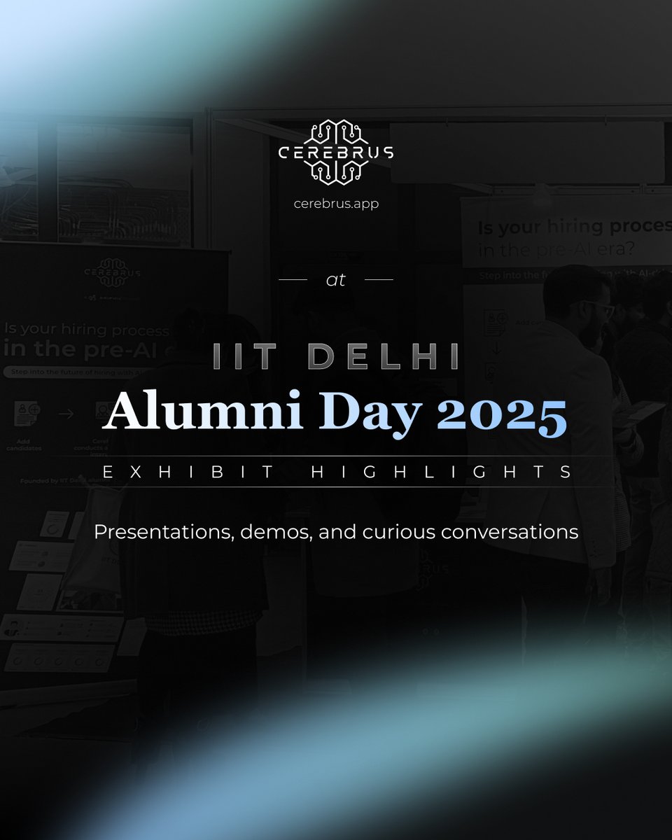 Griphic_Tech's tweet photo. Spent our Sunday at the IIT Delhi Alumni Day 2025 showcasing @cerebrus_app 
Met alumni, students, founders, and hiring professionals.
We enjoyed every candid conversation as well as the thoughtful feedback we received.
Here’s a quick look back at our showcase.
#Cerebrus #Griphic https://t.co/esgQYLo8de