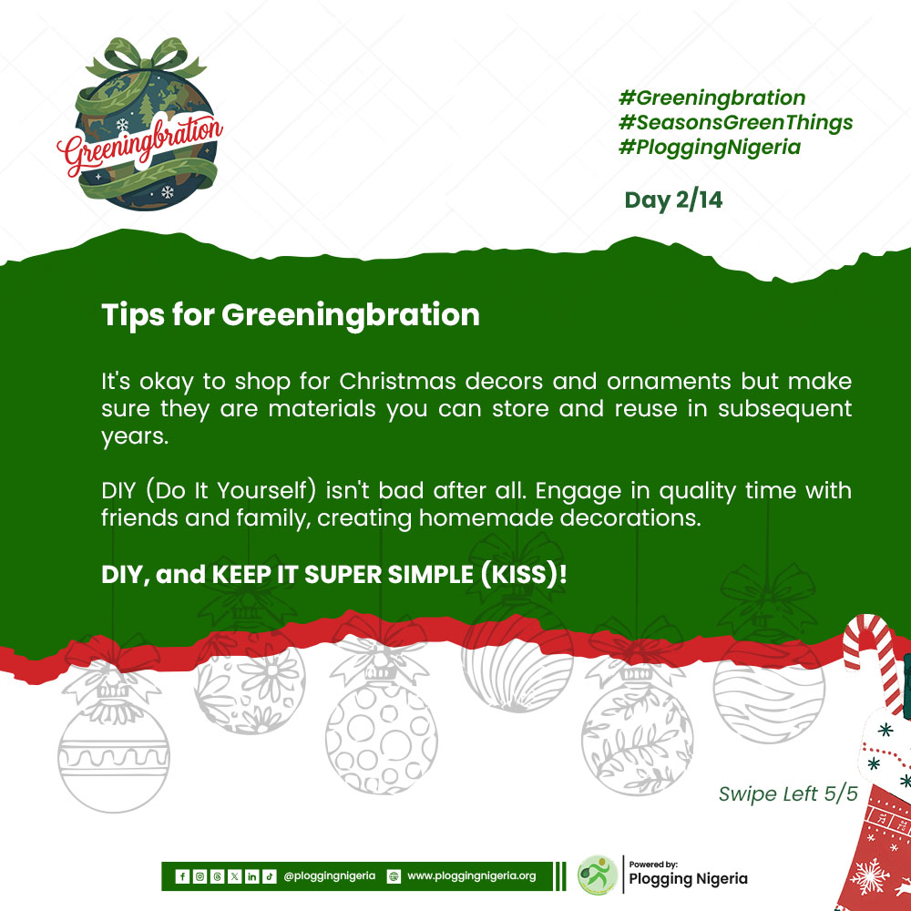 2/2

What did Tunde find inside the “box” while thinking outside it that made Sandra love him even more⁉️😯

Read through our slides to find out.

#Greeningbration
#SeasonsGreenThings
#PloggingNigeria
#14DaysEndOfTheYearCampaign