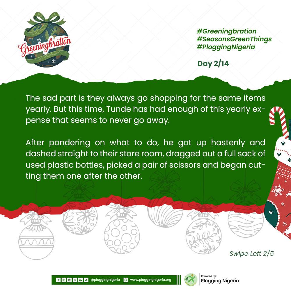 ploggingnigeria's tweet photo. 0️⃣2️⃣/1️⃣4️⃣ of #Greeningbration
1/2

Have you ever wondered what it means to think outside the box?🤔📦 If you have, you know that sometimes what you need is still inside the box...but you may need to refine it to get a different result.

#SeasonsGreenThings
#PloggingNigeria https://t.co/aczDrTfE9K