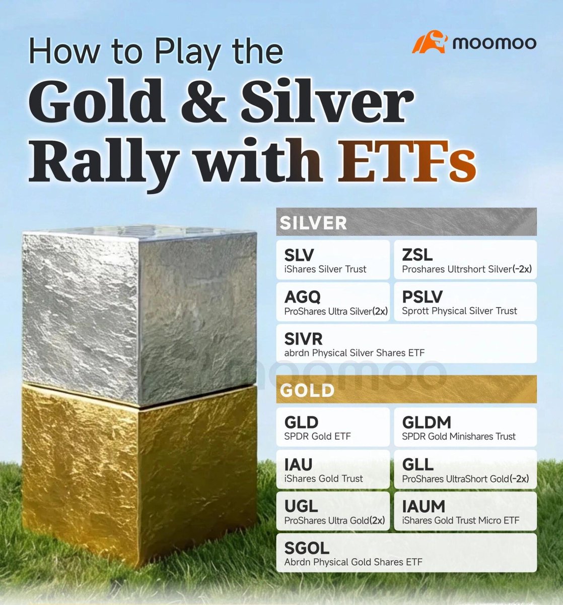 今天金银又涨飞了。今年的金银ETF表现，完爆VOO和QQQ。 银$SLV +126.9% $AGQ（2倍杠杆）+253.8% $PSLV +124%  $SIVR +125% 金$GLD +66.8% $GLDM +63.69% $IAU +60.2% $UGL（2倍杠杠）+133.6% $IAUM  +60% $SGOL +65% 唯一的利空，就是俄乌停战协议