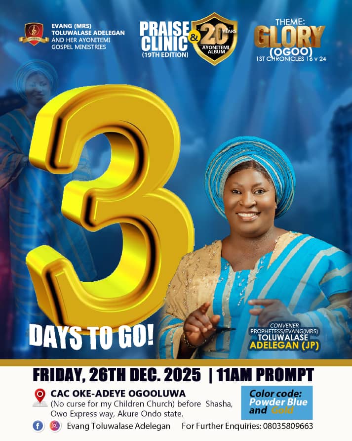 phm_live's tweet image. 3️⃣ 3 DAYS TO GO! 💥

Get ready for a powerful atmosphere of:

🎶 Praise

🙏 Prayer

🔥 Divine healing

✨ God’s manifest glory

This is Praise Clinic (19th Edition)

#3DaysCountdown 
#PraiseClinic2025
