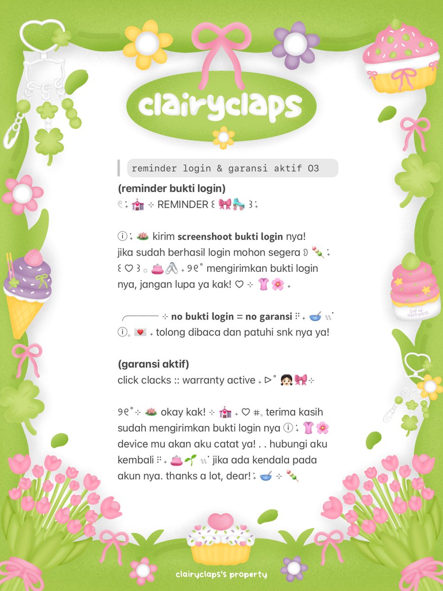 clairyclaps's tweet image. help retweet, merci ♡ 

haaaLo! ⓘ˖ ꒰ 👧🏻🍡 ꒱ chei kembali lagi 🏩🍧
⊹ 🪷 ˖ bawa wording bundle reminder login
dan garansi aktif, ambil sekarang yuk 🌸 ·˚
𓏲 ࣪˖ 🎀 &amp;lt; price : 1O.OOO &amp;gt; @ after dm ya! 🍃
ㅤ
tag. #zonauang