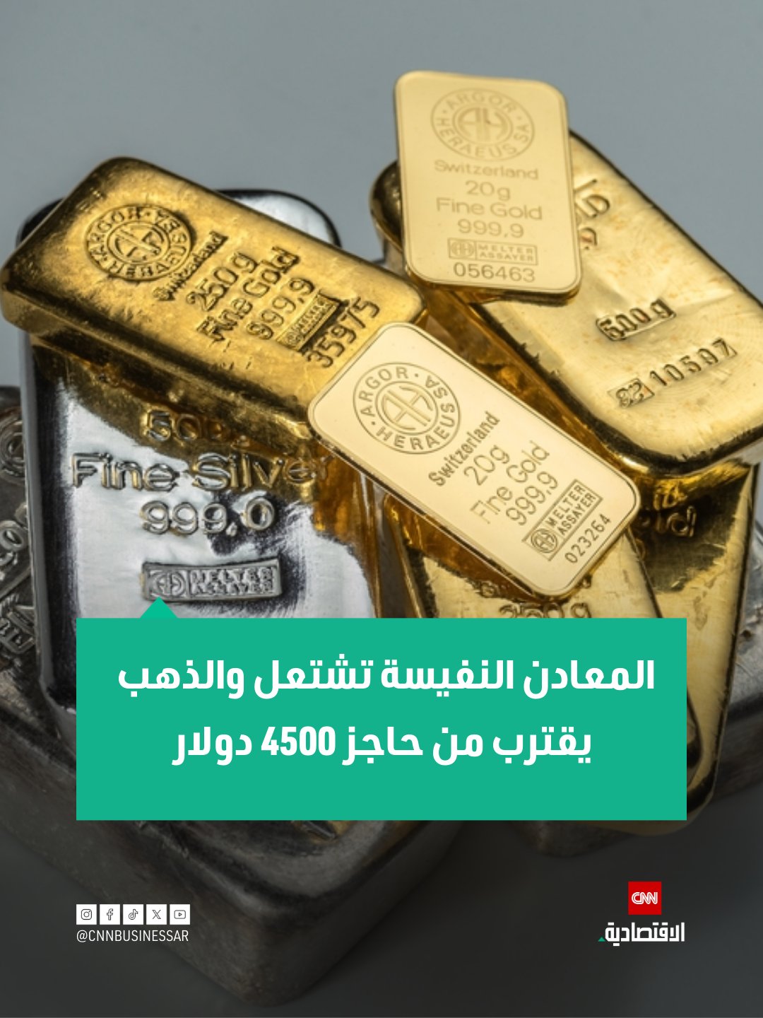 سجّل الذهب مستوى قياسياً جديداً، الثلاثاء، مقترباً من اختراق حاجز 4500 دولار للأونصة، مع إقبال المستثمرين على المعدن النفيس كملاذ آمن في ظل التوترات بين الولايات المتحدة وفنزويلا، فيما واصلت الفضة صعودها لتسجل قمة تاريخية جديدة.. وارتفع الذهب في المعاملات الفورية بنحو 0.8% إلى 4479.18 دولار للأونصة بحلول الساعة 05:27 بتوقيت غرينتش، بعدما لامس في وقت سابق مستوى قياسياً عند 4497.55 دولار. كما قفزت العقود الآجلة للذهب في الولايات المتحدة، تسليم فبراير، بنحو 1% إلى 4511.50 دولار 