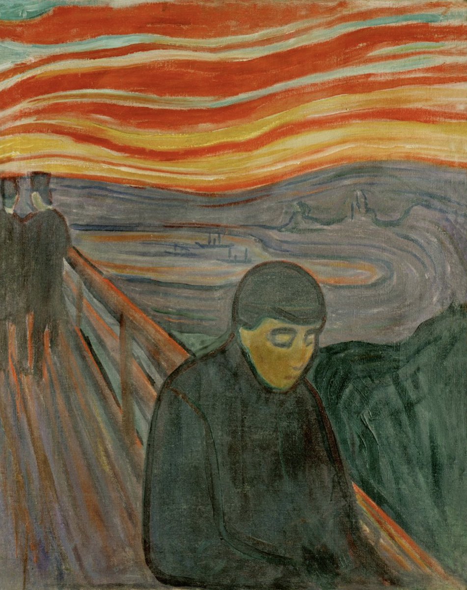 Vertwijfeling is een machteloze zelfvertering, die niet in staat is tot wat ze zelf wil. Ze wil zichzelf verteren, maar daartoe is ze niet in staat, en die onmacht is een nieuwe vorm van zelfvertering.

Anti-Climacus (Kierkegaard), 1849

🎨 Edvard Munch