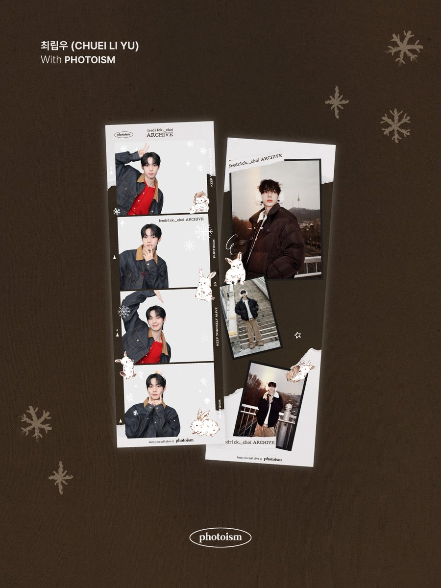 PHOTOISM X 최립우
ARTIST FRAME OPEN !

크리스마스에는 축복을 (ᵕ ᵕ)♩⭒

러부단의 선물이자 축복같은
                     Ი𐑼
아기 토끼 (립우)의 
프레임 축복이 내렸어요 ❄

포토이즘에서 최립우과 함께
소중한 추억을 남겨보세요 📸

📆 25.12.25 - 26.01.25