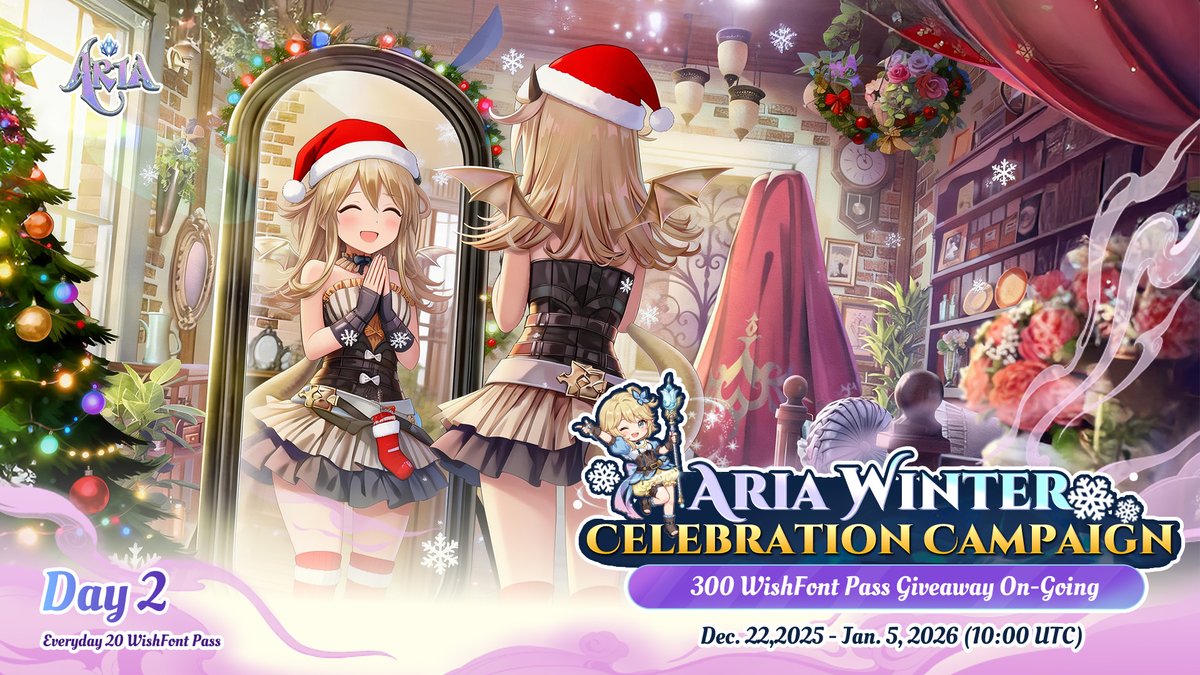 PlayAriaGame's tweet image. AriaAi Winter Celebration Campaign DAY 2️⃣

Win your Slots in WishFont Pass Giveaway! 

💗 likes  ,  RT , and  Comment your words + &amp;lt; $Aria #PlayAriaGame&amp;gt;