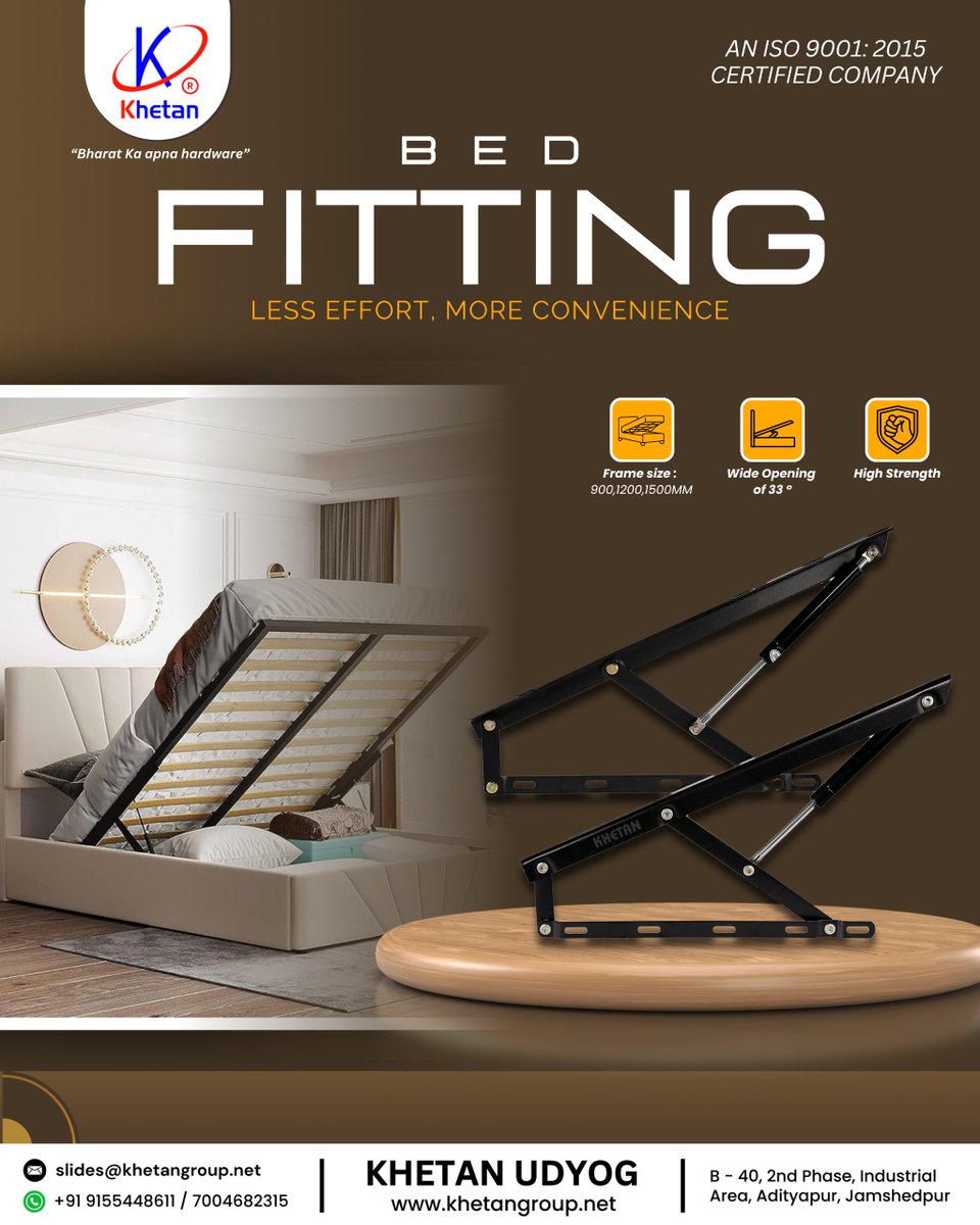 ihsndigital's tweet image. Khetan Bed Liftors.

For Enquiry via whatsapp: rebrand.ly/KhetanUdyog

KHETAN UDYOG
M: +91-9155448611, +91-7004682315

Web.: khetangroup.net
.
.
#Khetan #Manufacturer #Jamshedpur #BedFitting #HydraulicBed #StorageBedHardware #BedLiftMechanism #BedLiftFitting #ihsndigital