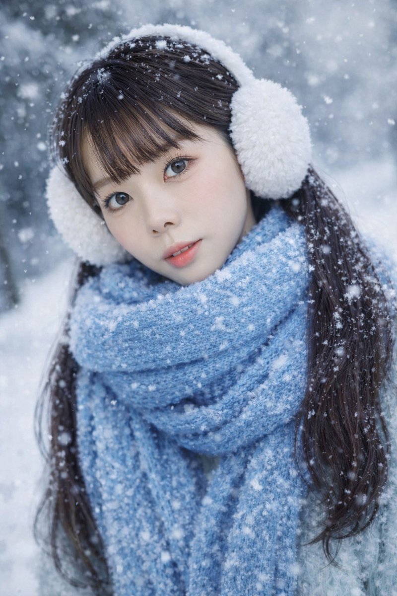 私の雪撮影のイメージを細かくAIに話したらイメージ通りの画像作ってくれた😳
イメージ画像探したけど上手く見つけられなくてごめんなさい😭

こんなにロングヘアではないけど、青いマフラーに耳当てつけます！

是非ご検討くださったら嬉しいです🥹
現在1,2,3部🈳です❗️
よろしくお願いいたします🤲✨