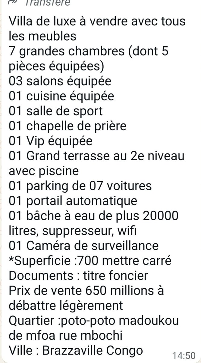 DeProximite's tweet photo. À VENDRE À BRAZZAVILLE EN PLEIN CŒUR DE POTO-POTO !!!
Un duplex ultra-moderne avec un luxe à l'état pur. 
***PRIX:650 MILLIONS À DÉBATTRE!!!
☎️(appels) 066721264 ;
Whatsapp:(+242)050446692 🇨🇬🇨🇬🇨🇬 https://t.co/zbH8Vazvzb