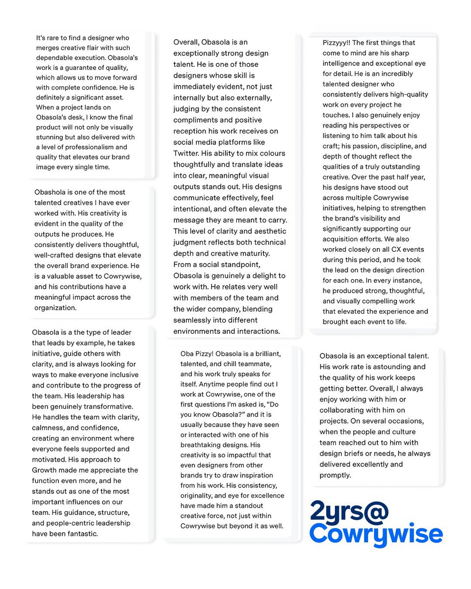 obasolaaa's tweet image. 2yrs at @cowrywise comes to an end.💙🥹
forever grateful. unto the next.