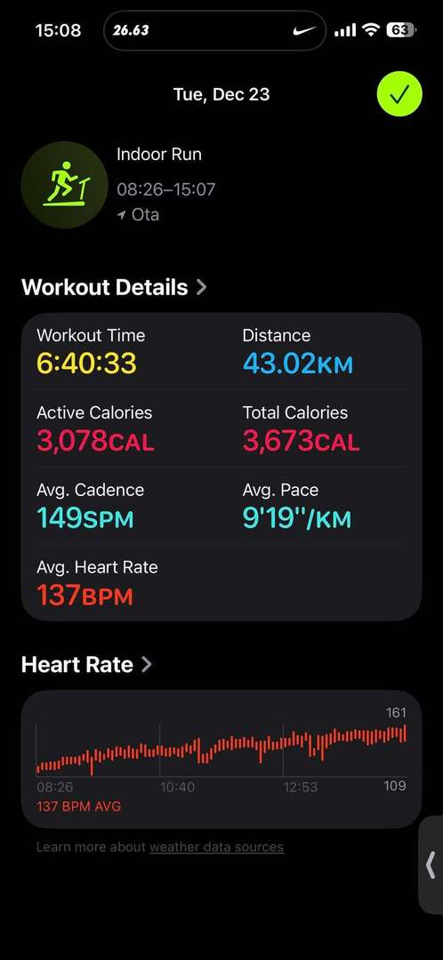 KnightBaron's tweet image. Achievement Unlocked: Marathon!

Just in time for me to call this year resolution a success.

Granted. It was run indoors (due to the weather), and it was slow as hell, but I don't care. I covered the distance, and it was enough for me.