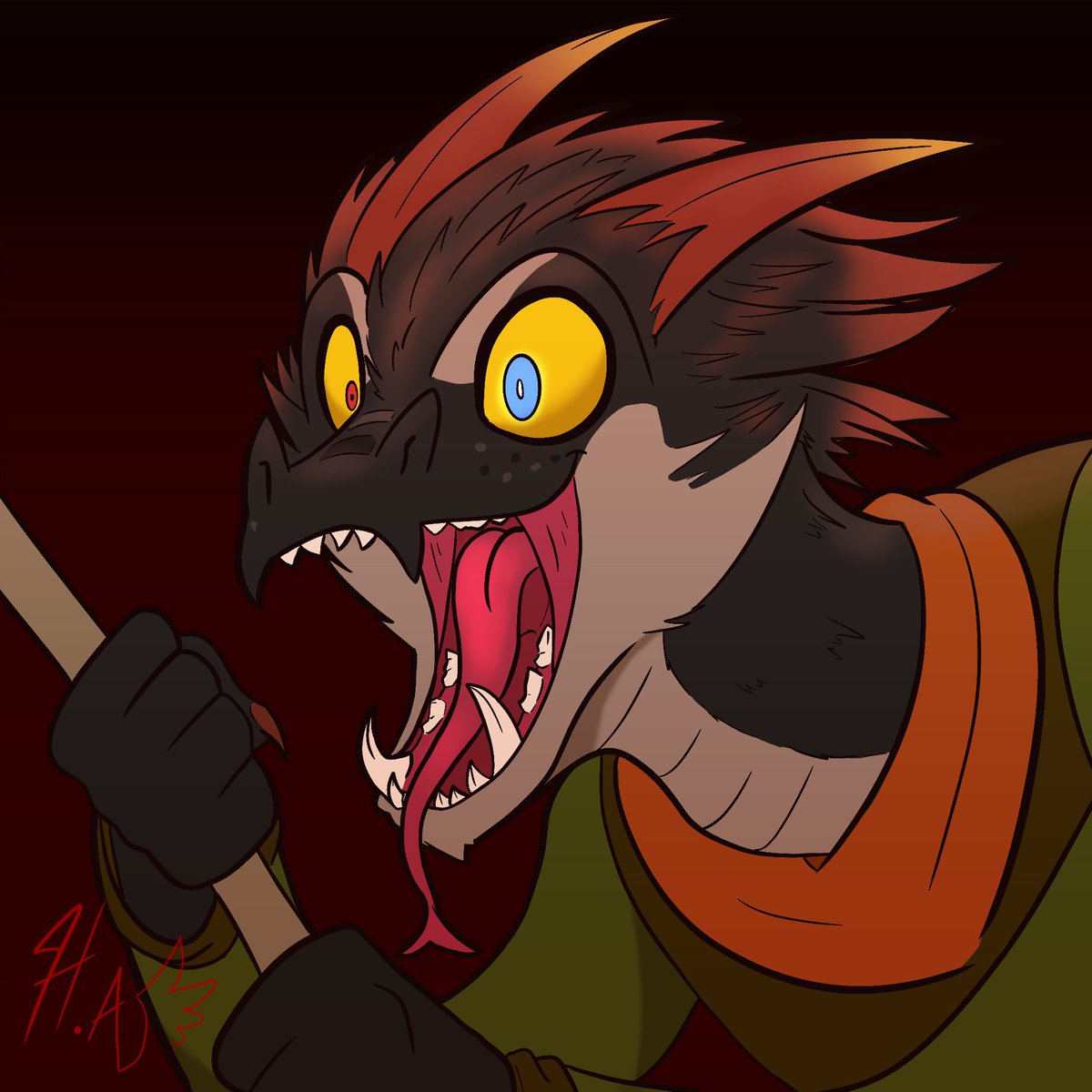 His name is Robin a crazy kobold, and he is the one who clean up the ship's deck
He doesn't like to clean the ship's deck

#DnDcharacter