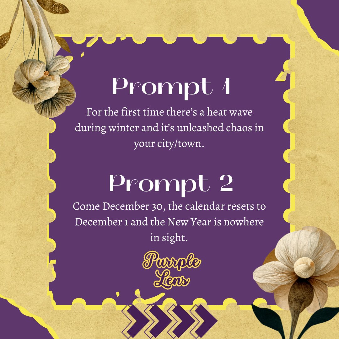 PurrpleLens's tweet photo. ✨ If you’re not resting your pen completely this holiday season, here are some prompts to tickle your writing cells and get the creative juices flowing, filling carafes and canisters with spellbinding words.
.
#WritingCommunity #WinterWriting #Holidays #WritingPrompts https://t.co/zOCoKJpNmD