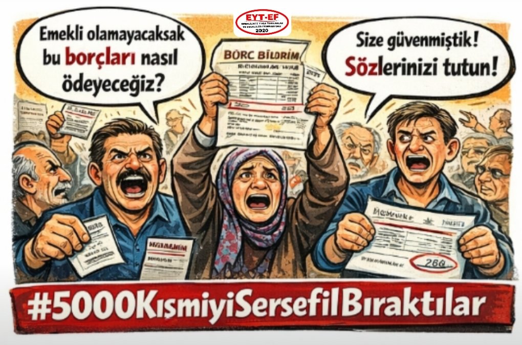 Söz verilmesine rağmen;
5000 ve Kısmi mağdurlarının hakları askıya alındı

Yüzbinler;
Gelirsizliğe, belirsizliğe ve
sersefil bir hayata mahkum edildi

Ancak
Hesabı da Sandıkta görülür
#5000KısmiyiSersefilBıraktılar
#EmekliyiAçSefilBıraktılar
<a href="/RTErdogan/">Recep Tayyip Erdoğan</a> <a href="/isikhanvedat/">Prof. Dr. Vedat Işıkhan</a> 
Halep Musaba