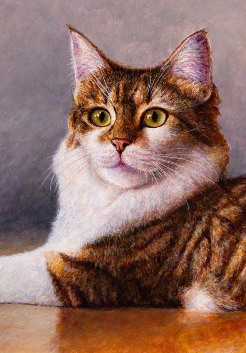 アクリル絵 アナログ絵 絵画 イラスト 猫 猫絵 🐈‍🖼新作です “Awareness”（アクリルデネブ紙にアクリル、29