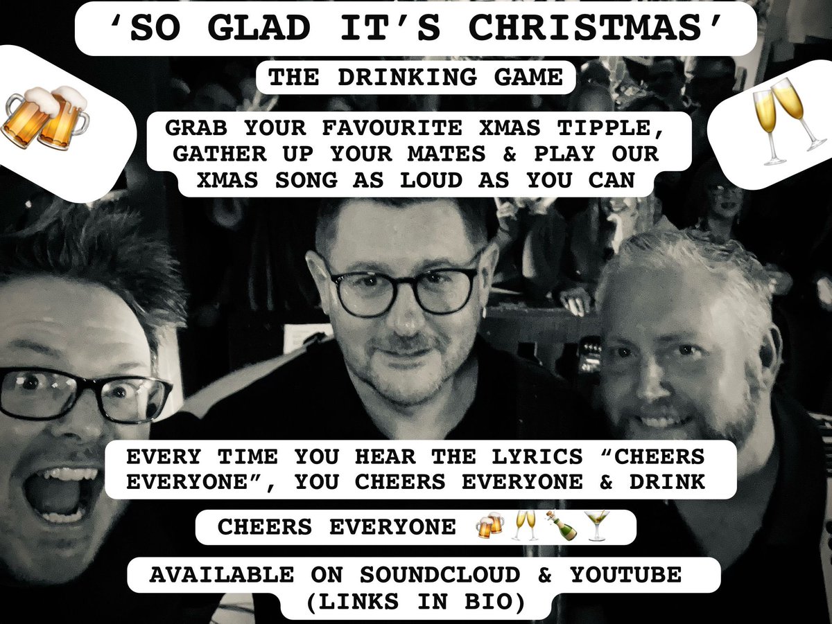 MERRY CHRISTMAS EVE EVE EVERYONE🎄❤️🎄

Have you played the ‘So Glad It’s Christmas’ drinking game yet? Details below. CHEERS EVERYONE

YouTube 
youtu.be/gfoMNC3Y-8g?si…

SoundCloud
on.soundcloud.com/2uhxLF711aJtqo…