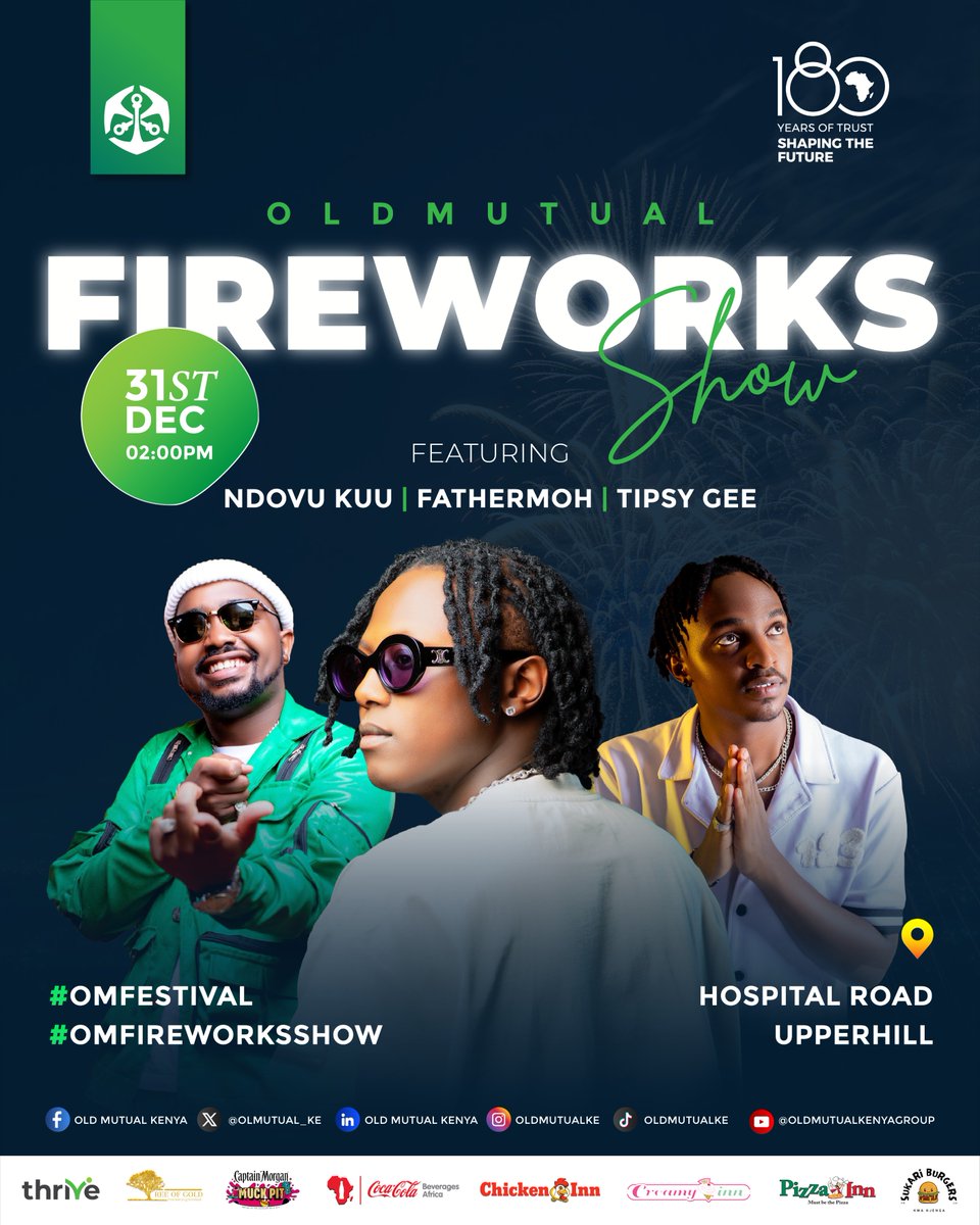 One electric stage. One unforgettable day.  This 31st December 2025, let’s meet at the Old Mutual Tower for a New Year’s celebration like no other.

With Ndovu Kuu, Fathermoh, &amp; Tipsy Gee on the lineup, expect great music, big moments, and an epic countdown into the New Year.