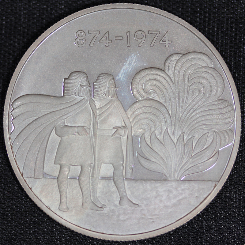 アイスランド 1000クローネ銀貨☆1974年/未使用/4つの精霊/バイキング 外国コイン☆アイスランド 1000クローナ銀貨 植民1100年 希少 銀貨