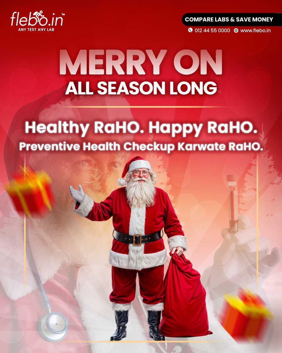 Healthy Raho. Happy Raho.
Preventive Health Checkup Karwate Raho with Flebo.in
Visit flebo.in or Call 012 44 55 0000

Share this post &amp; earn cash up to ₹5000*
*T&amp;Cs Apply
#Flebo #ourbloodrelations #anytestanylab #Christmas #Christmas2025 #healthcare