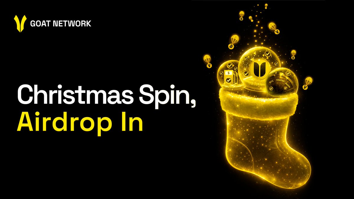 Christmas Spin, Airdrop In
First airdrop on Dec 27. More rewards follow.

What You Earn
The first airdrop goes live on December 27, with priority for users who spend points in One Piece Season 4 Lucky Draw.
x.com/GOATRollup/sta…

Who Can Participate
· All GOAT ecosystem users
·