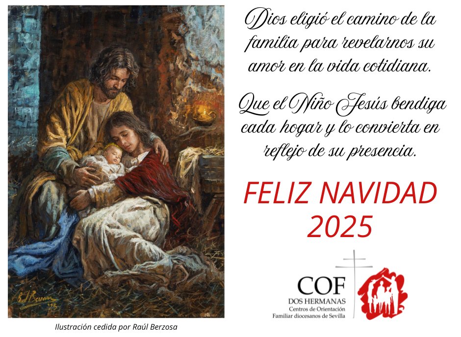 🕯️ "El pueblo que caminaba en tinieblas vio una gran luz". Isaías 9,1.
▶️ La dirección del COF de Dos Hermanas, sus profesionales voluntarios, matrimonios de acogida y colaboradores os desean una Feliz y Santa Navidad.
🕯️ Que la luz del Niño Jesús os ilumine a todos.