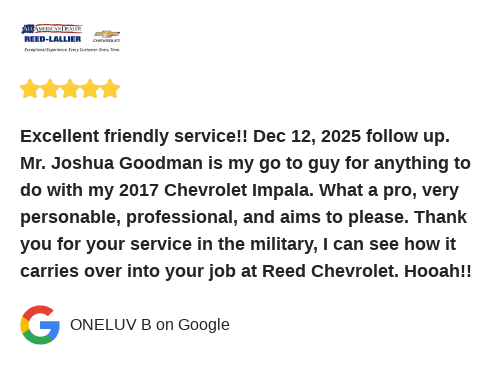ReedLallierChev's tweet photo. We just received a great review on Google. Thank you ONELUV B! https://t.co/6XohkiMaLr