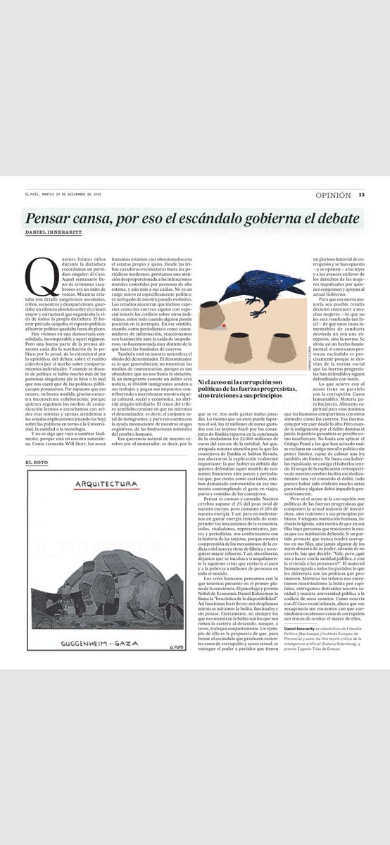 jcoscu's tweet image. Lúcido y sugerente análisis de ⁦@daniInnerarity⁩ Nos ayuda a fijar la mirada en lo trascendente, además sin citar a las “redes sociales” la gran coartada para eludir nuestras responsabilidades. Lectura obligatoria de dirigentes políticos y periodistas