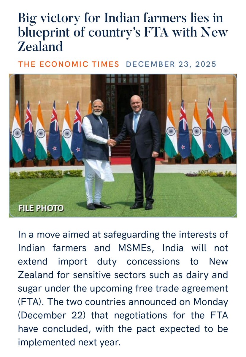 Big victory for Indian farmers lies in blueprint of country’s FTA with New Zealand
economictimes.indiatimes.com/news/economy/a…

via NaMo App