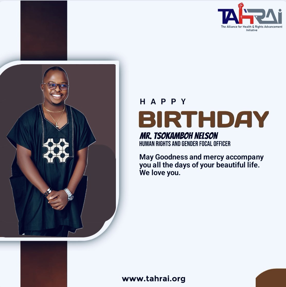 Tahrai_Nigeria's tweet image. Happy Birthday to our Human Rights &amp;amp; Gender Focal Officer!
Your dedication to equality, justice, and inclusion continues to inspire our work at TAHRA Initiative. Wishing you a year of impact and success 🎂✨
#HappyBirthday #TAHRAInitiative #HumanRights #GenderEquality