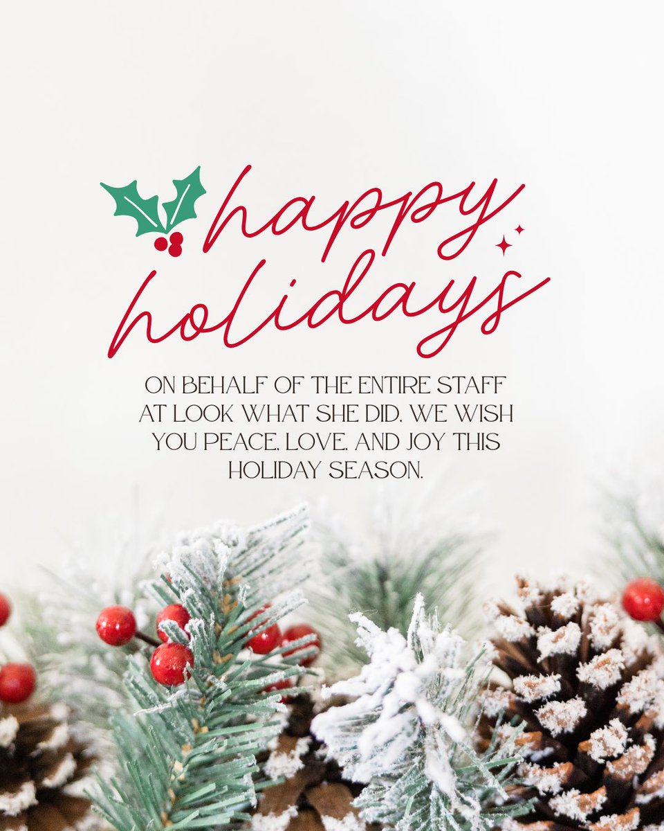 Wishing you a holiday season filled with joy, rest, and celebration. Here's to all the incredible things women accomplished this year - and all that's to come in the new year. Happy Holidays from Look What She DID!🌲🎁