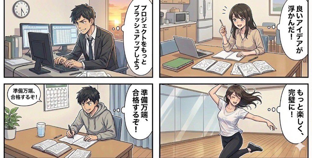 lifehuck2225's tweet image. 人一倍頑張れる方っていますよね？
すごいなと思う反面「心配」と思って、その頑張りを制止してませんか？
彼らは「楽しくて、止まらない」、「達成したいという熱い思い」で動いています。

頑張れる人が今欲しているのは「努力する自由」です。…