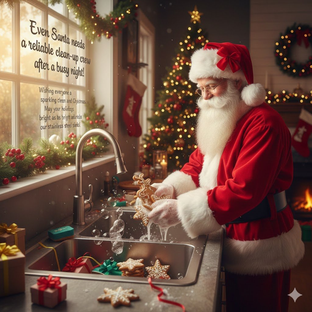 Santa Approved, Clean &amp; Bright!
🎅 Santa’s secret?
A good sink for holiday clean-ups. 😉
Clean design. Smooth flow. Merry Christmas! 🎄

#SantaApproved #KitchenLife #ChristmasVibes