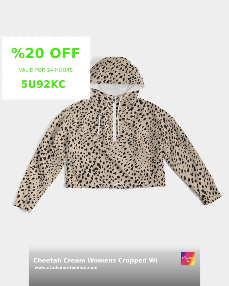 StudsmenFashion's tweet image. ✨ Elevate your athleisure game with the Cheetah Cream Women's Cropped Windbreaker! Lightweight, water-resistant, and oh-so-stylish with a leopard print. Perfect for any trendsetter on the go. 🐆 Snag yours for just $89.99 at studsmenfashion.com! #FashionForward #CheetahCream