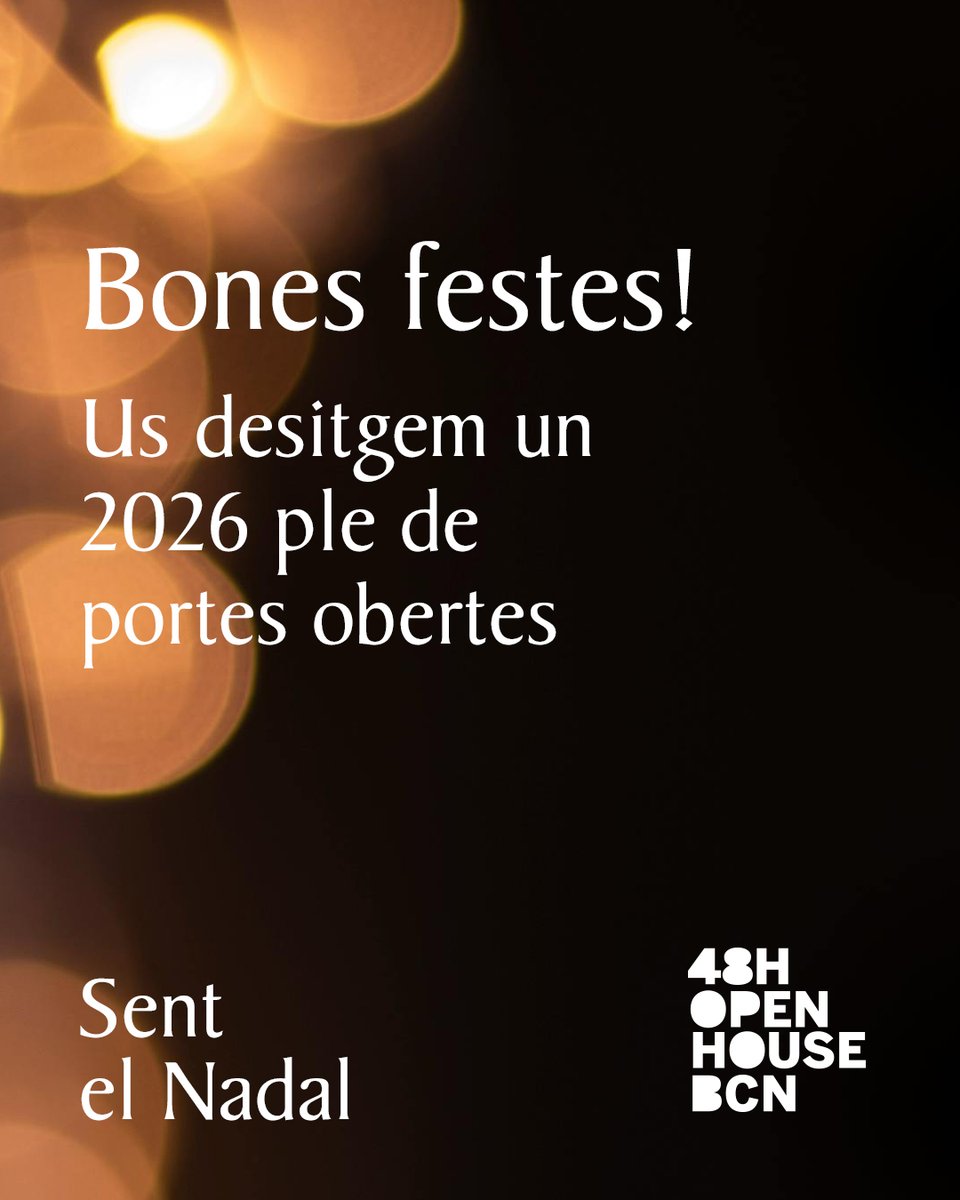 48hOpenHouseBcn's tweet image. Gràcies per fer possible un any més el festival #48hOpenHouseBCN! 

🎊 El 2026 Barcelona és Capital Mundial de l’Arquitectura i ho celebrarem amb l'#OpenBarri 🏙️✨

No us ho perdeu!
&amp;gt; Nou Barris  16 febrer–1 març
&amp;gt; La Marina 13–26 abril
&amp;gt; Vallvidrera 15–28 juny

🎄 Bones festes!