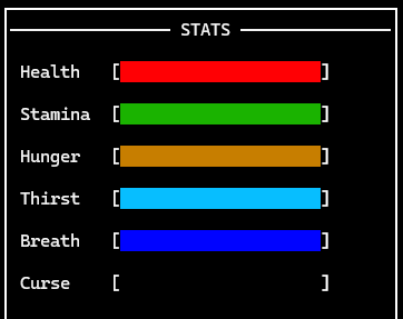 Nuggets10_'s tweet photo. I've made some tweaks to the in-game UI. I've added a couple more stats that I'll need for future features (such as swimming) and new sections (actions log, active effects...)
The next goal is implementing a sort of minimap integrated in the UI.
#gamedev #indiegame  #survivalgame https://t.co/YMDZCGKZkR
