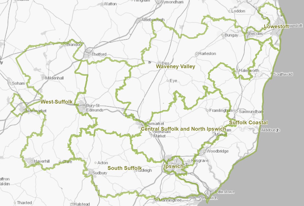 ObserveSuffolk's tweet photo. For this week's #FeaturedStatistic on the #SuffolkObservatory we look at Suffolk Boundaries. The Suffolk Observatory hosts maps on all official geographical boundaries in Suffolk (here showing parliamentary constituencies).  Find out more at: https://t.co/CAOvMHiCdS https://t.co/IAUQR4kfsW